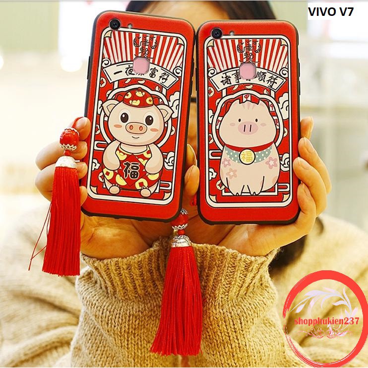 [Freeship toàn quốc từ 50k] ỐP TẾT VIVO V5 , V7 , V9 ỐP LƯNG DẺO HÌNH CHÚ HEO KÈM LỤC LẠC