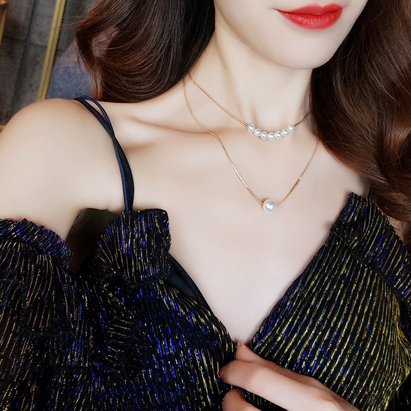 Vòng cổ Chuỗi Ngọc Trai Nhiều Lớp Phong Cách Nhật Hàn