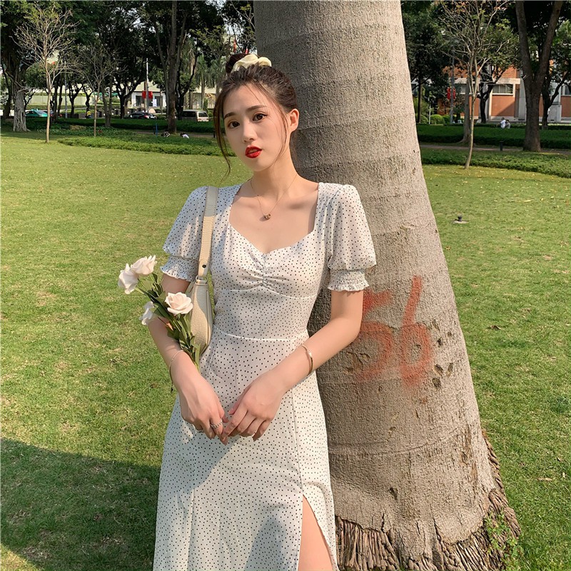 Xiaozhainv Đầm Maxi Chấm Bi/ Áo Khoác Cardigan Tay Dài Phong Cách Cổ Điển | BigBuy360 - bigbuy360.vn