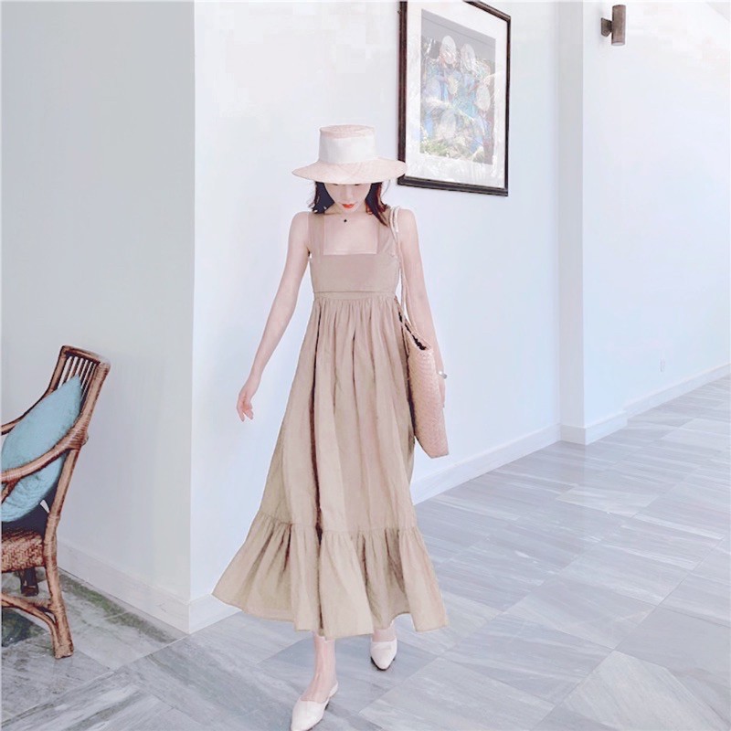 ĐẦM MAXI BUỘC NƠ LƯNG kt