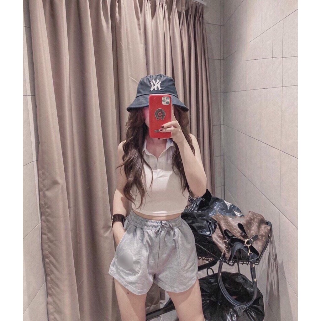 Áo thun ba lỗ croptop cổ bẻ MAGB2006204 mới