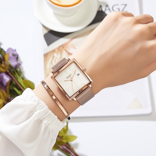 Julius Đồng Hồ Quartz Mặt Vuông Chất Liệu Thép Không Gỉ Chống Thấm Nước Thời Trang unisex ja-1207