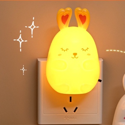 Đèn Ngủ Cắm Điện Mini Hình Thỏ, Đèn Công Tắc Bật Mở, Ánh Sáng Dịu Size 11cm MEILI STORE