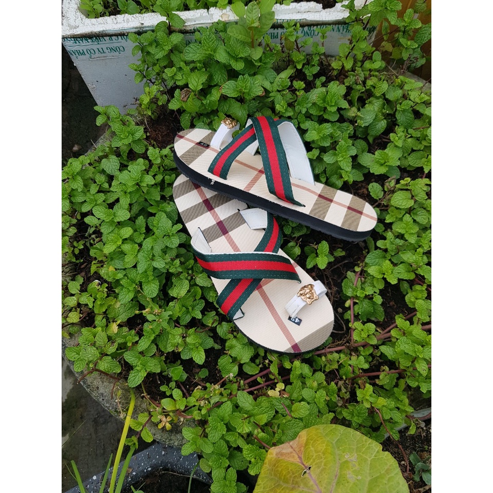 Dép xỏ ngón chéo nam và nữ ( đế sọc ca rô quai dù ) size 34 đến 44