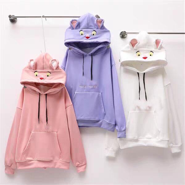 Áo khoác, áo hoodie unisex nam nữ nỉ ngoại chú báo hồng cute năng động thời trang học đường