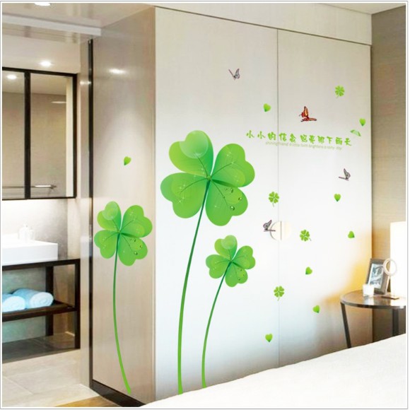 Decal trang trí Cỏ may mắn 4 cánh lớn