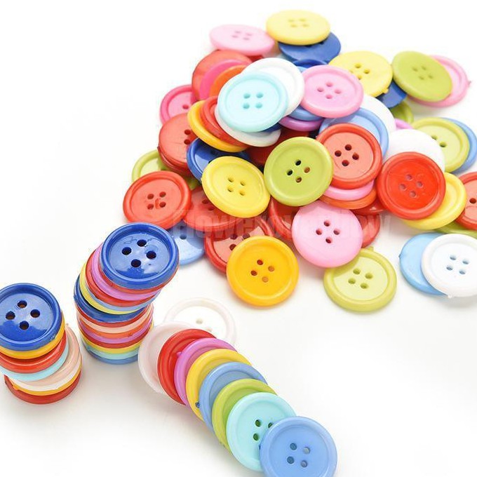 Set 100 Cúc Áo Tròn Bằng Nhựa 3 Kích Cỡ Dành Cho Bé Làm Đồ Thủ Công