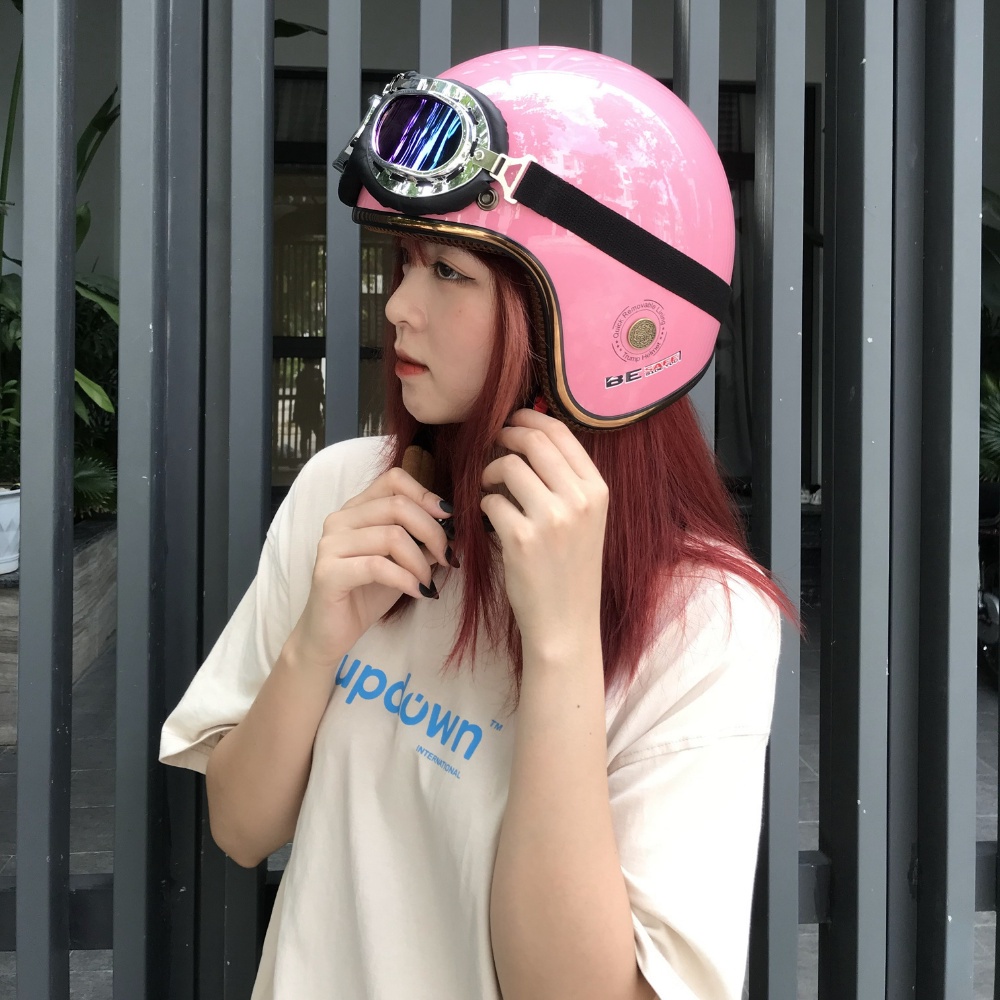 Mũ nón bảo hiểm 3/4 đầu cute kính âm xe máy đi phượt chính hãng