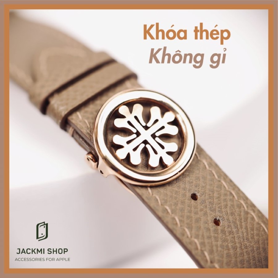 [BẢO HÀNH 1 NĂM] Dây Da EPSOM Nâu Tây Khoá Patek cho Apple Watch series 7/6/5/4/3/2/1