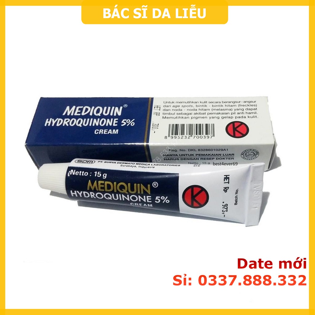 Kem Mediquin (15g) 5% hydroquinone - giảm mờ thâm nám (refaquin, melanox)