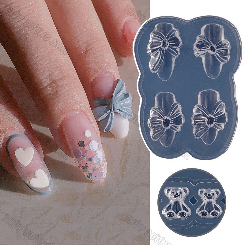 Khuôn Silicon làm nơ, gấu trang trí móng chuyên dùng làm nail