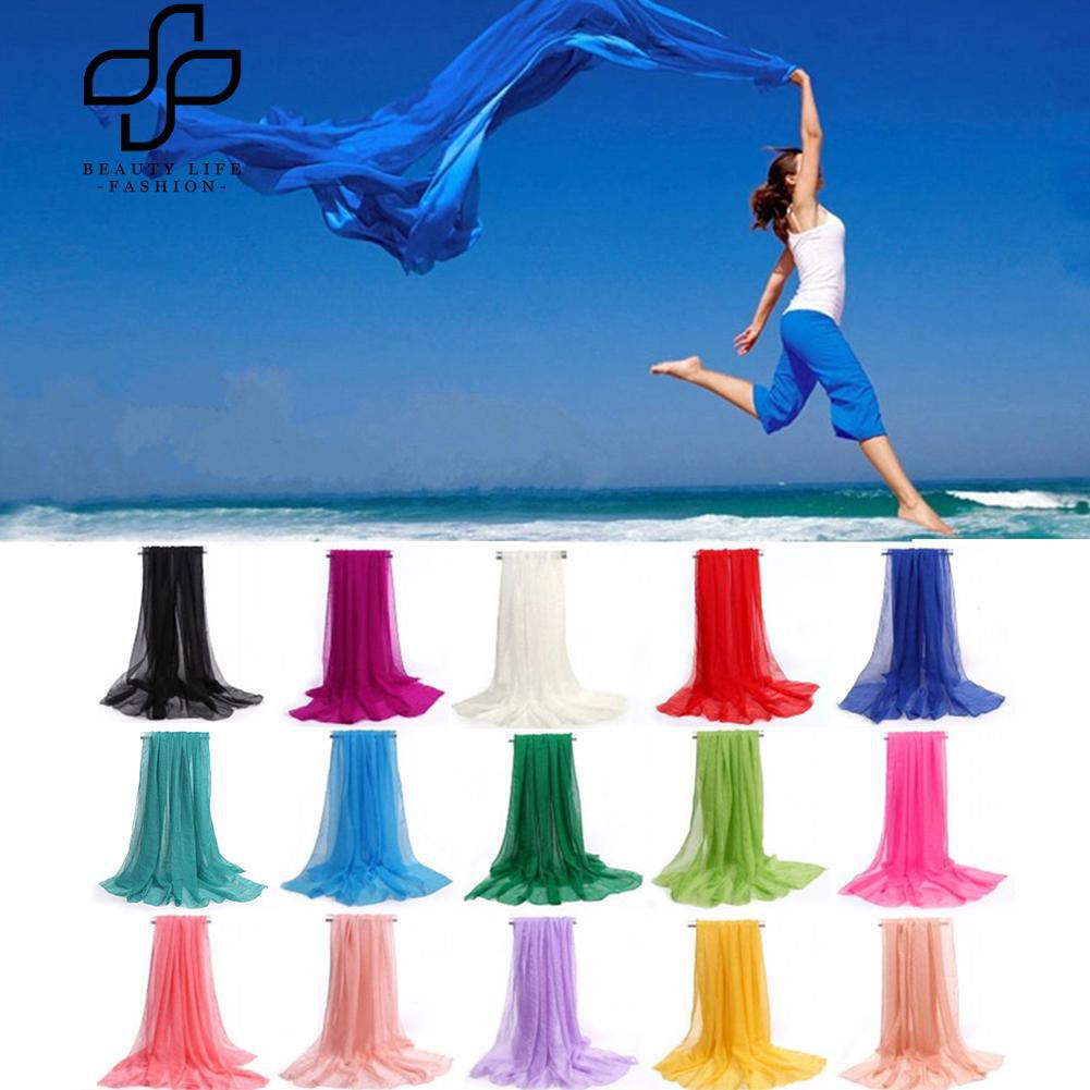 Khăn choàng vải chiffon màu trơn xinh xắn cho nữ