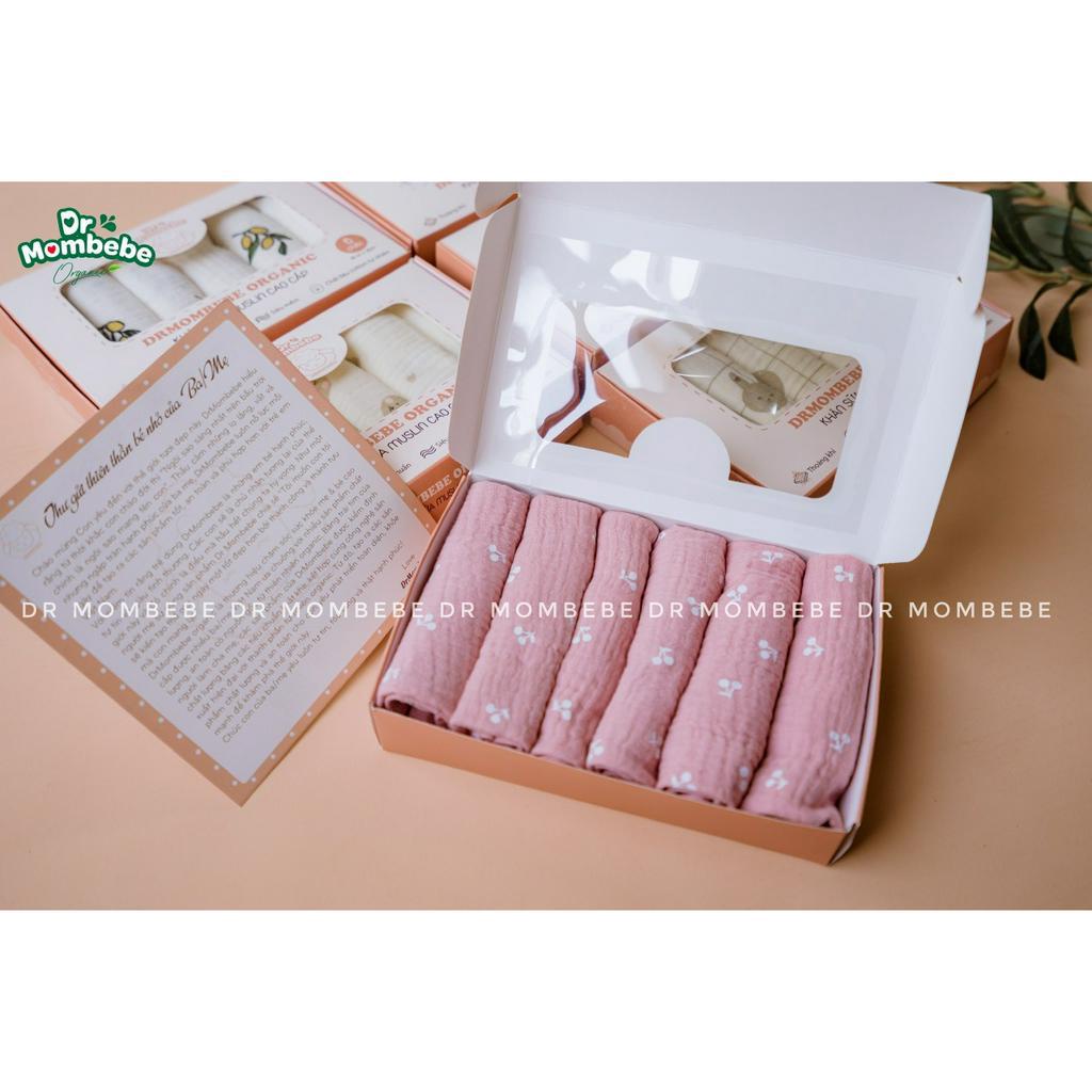 Set 6 khăn sữa cotton ogarnic Dr Mombebe - 30x30 cm