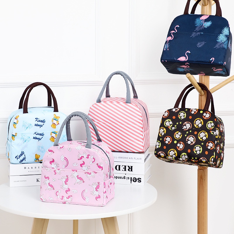 Túi đựng cơm cao cấp khoá kéo, 2 ngăn, vải Oxford (size 21x11x19 cm)