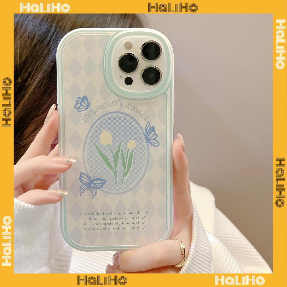 iPhone Case Silicone Soft Case Clear Case TPU Airbag Shockproof Full Coverage Protection Camera Blue Butterfly Flowers For iPhone 13 Pro Max iPhone 12 Pro Max iPhone 11 iPhone7Plus