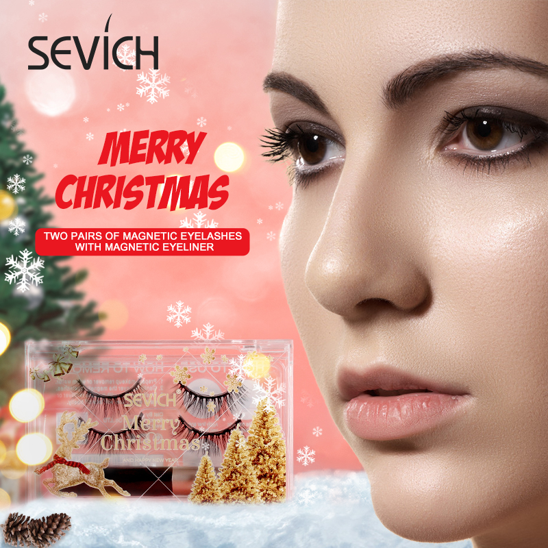 Set 2 Đôi Lông Mi Giả Nam Châm Kèm Bút Kẻ Mắt Dạng Lỏng Sevich Tiện Dụng