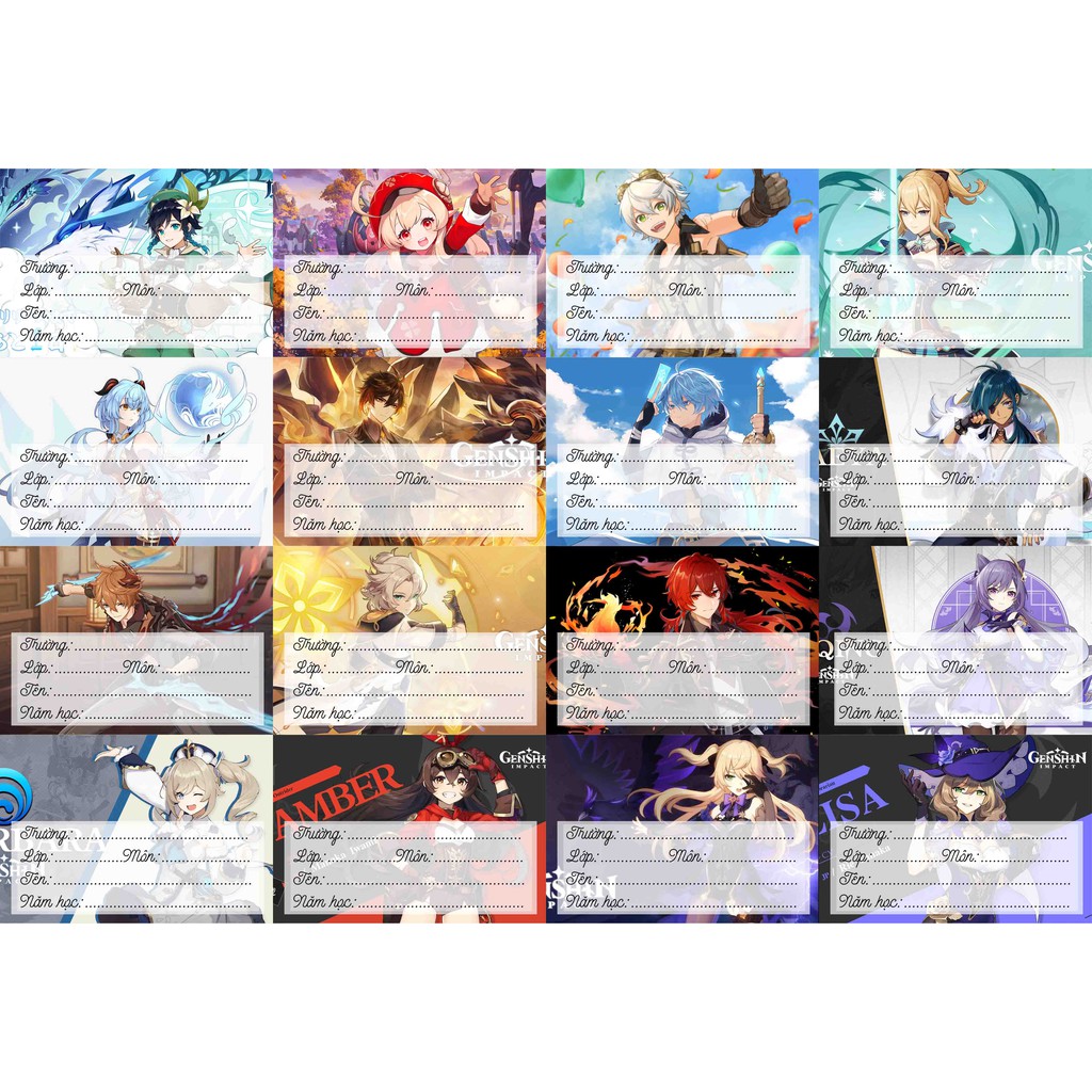 Nhãn vỡ Genshin Impact 1 set - 16 nhãn