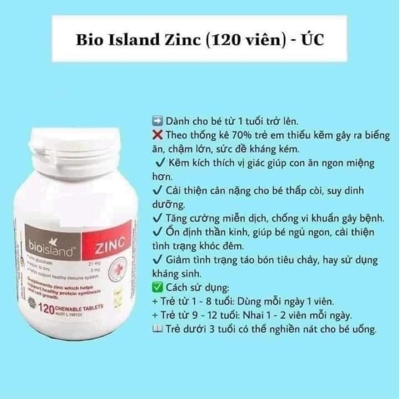 Viên uống Bio Island ZinC 120 viên cho trẻ Úc