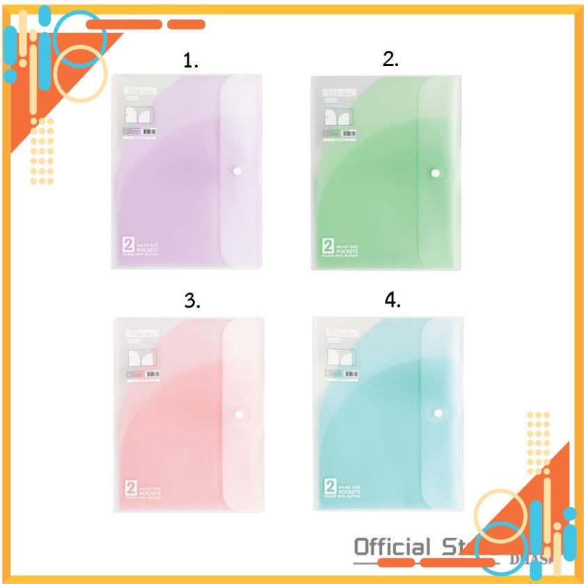 Bìa nút A4, Bìa kiểm tra 2 ngăn đựng tài liệu màu pastel Elephant F02 FREE SHIP