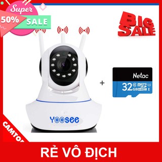Camera wifi yoosee 3 anten hd720p + thẻ 32gb netac
