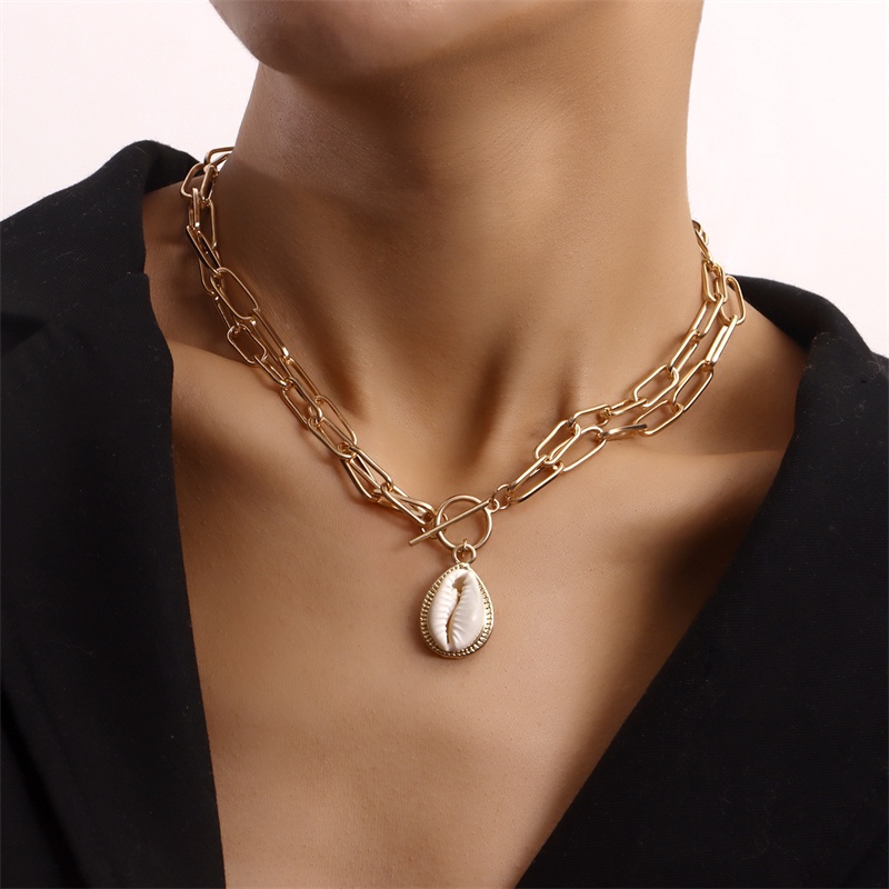 Vòng cổ Sợi Đôi Mặt Vỏ Sò Thời Trang Cá Tính Cho Nữ