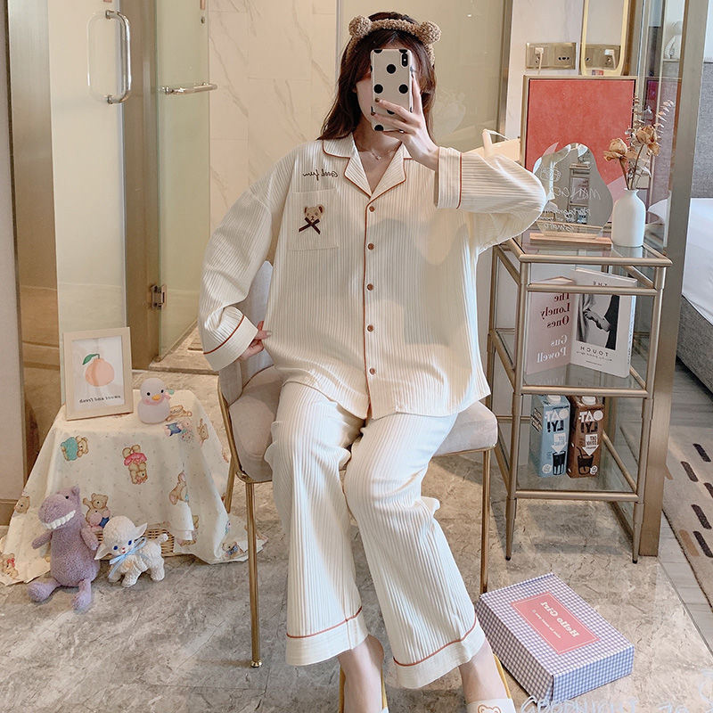 đồ mặc nhàđồ ngủGấu Nhật, cô gái pyjama Mùa hè mới nổi tiếng, sinh viên tiên, dài và tay áo ngắn, áo len dự phòng xuân.