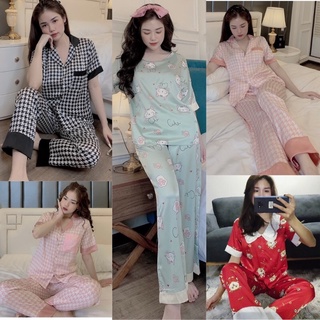 Bộ ngủ lụa cao cấp tay cộc quần dài siêu mềm mịn, mát lịm