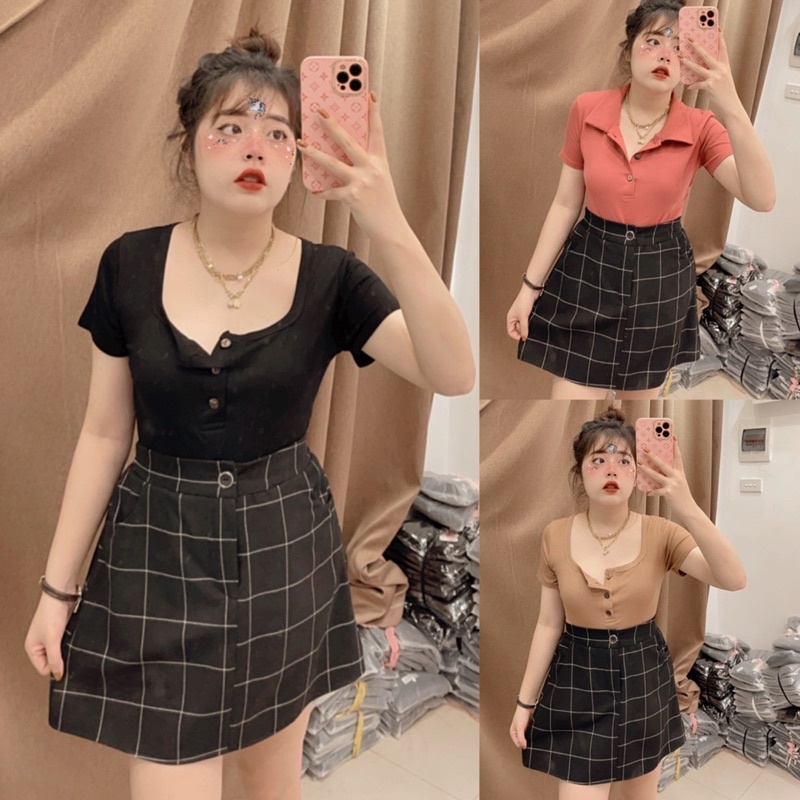 Chân Váy A Kẻ Ô Vuông Kaki Dạ Maii Thươngg Bigsize | BigBuy360 - bigbuy360.vn