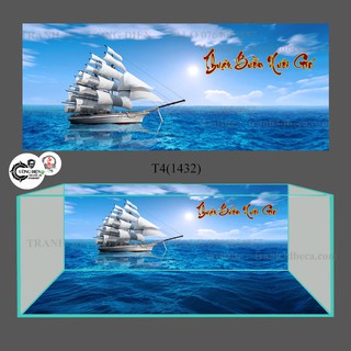 Tranh bộ 3D phông nền bể cá cao cấp – Trang trí hồ cá cảnh – Có keo sẵn – Cường Điện - 2 tấm bao gồm  cả lưng và đáy