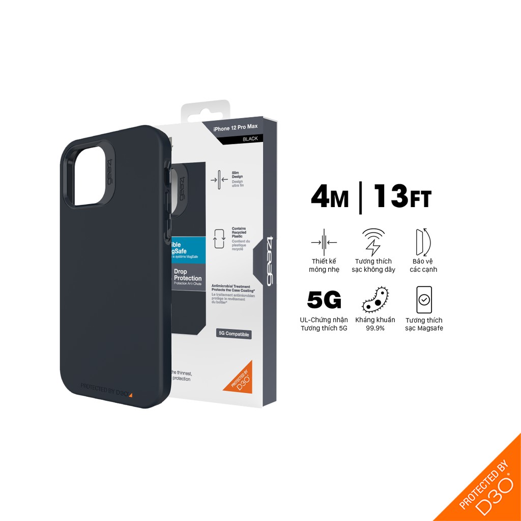 Ốp lưng chống sốc Gear4 D3O Rio Snap 4m hỗ trợ sạc hỗ trợ sạc không dây cho iPhone 12 series