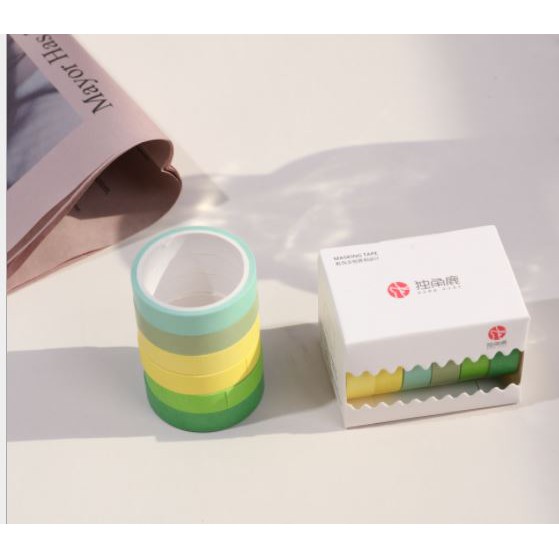 Set hộp 6 cuộn băng dính washi nhiều màu