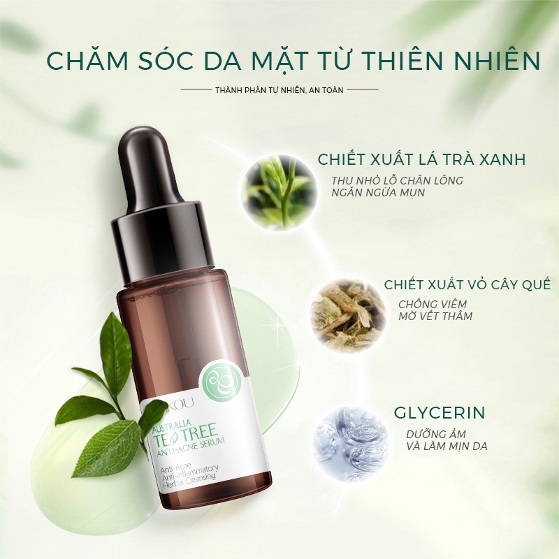 Serum Tràm Trà Dưỡng Da Tự Nhiên LAIKOU Ngăn Ngừa Mụn Giảm Thâm Nám Chăm Sóc Làn Da Hiệu Quả Zentop