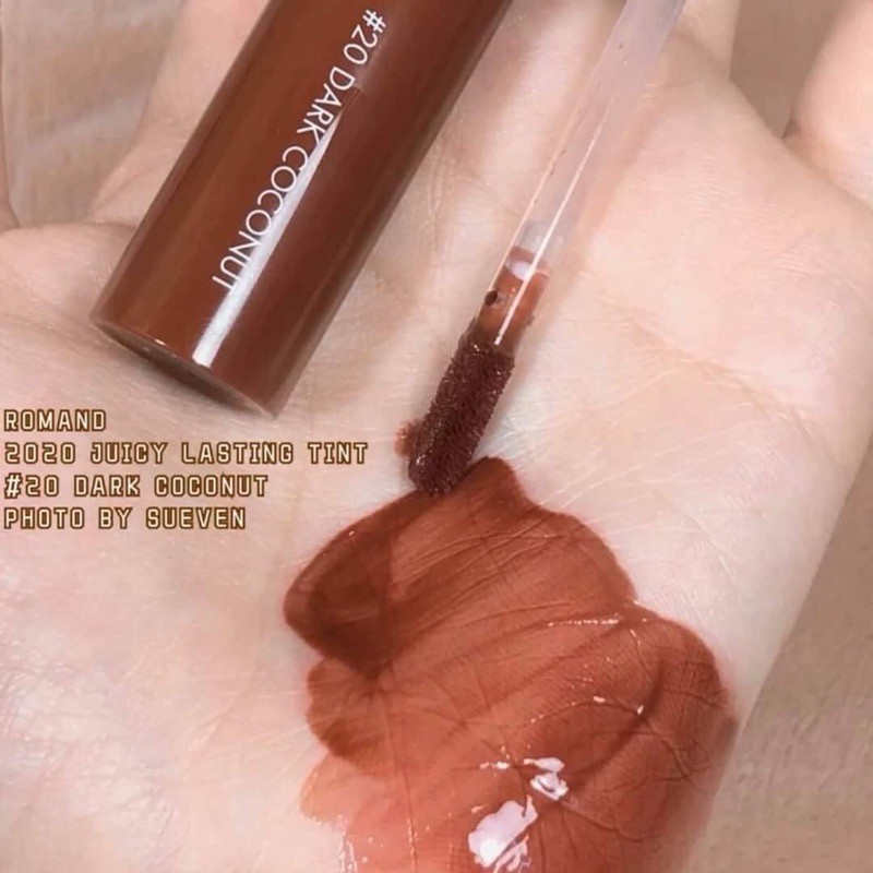 Son tint bóng Romand Juicy Lasting Tint Màu 20 Dark Coconut