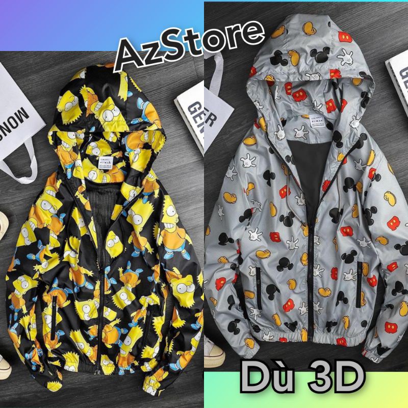 (FREESHIP) ❤ áO Khoác Dù in 3D Nam Nữ Unisex (Đủ Size L,XL)
