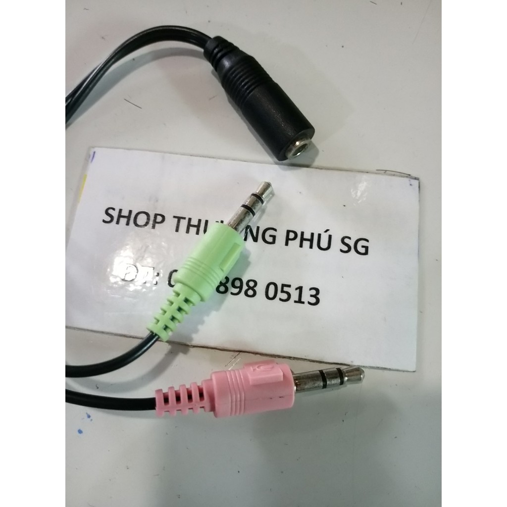 Cáp chuyển âm thanh 2 đầu Đực 3.5mm_Phone&Micro_3 điểm cực ra 1 đầu 3.5mm Cái_4 điểm cực