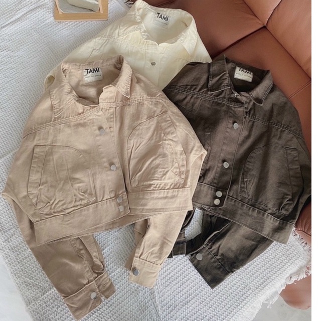 ÁO KHOÁC CROPTOP BIGSIZE KAKI NỮ VNXK TCSHOPJEAN LỬNG NGẮN TÚI BẦU 5 màu
