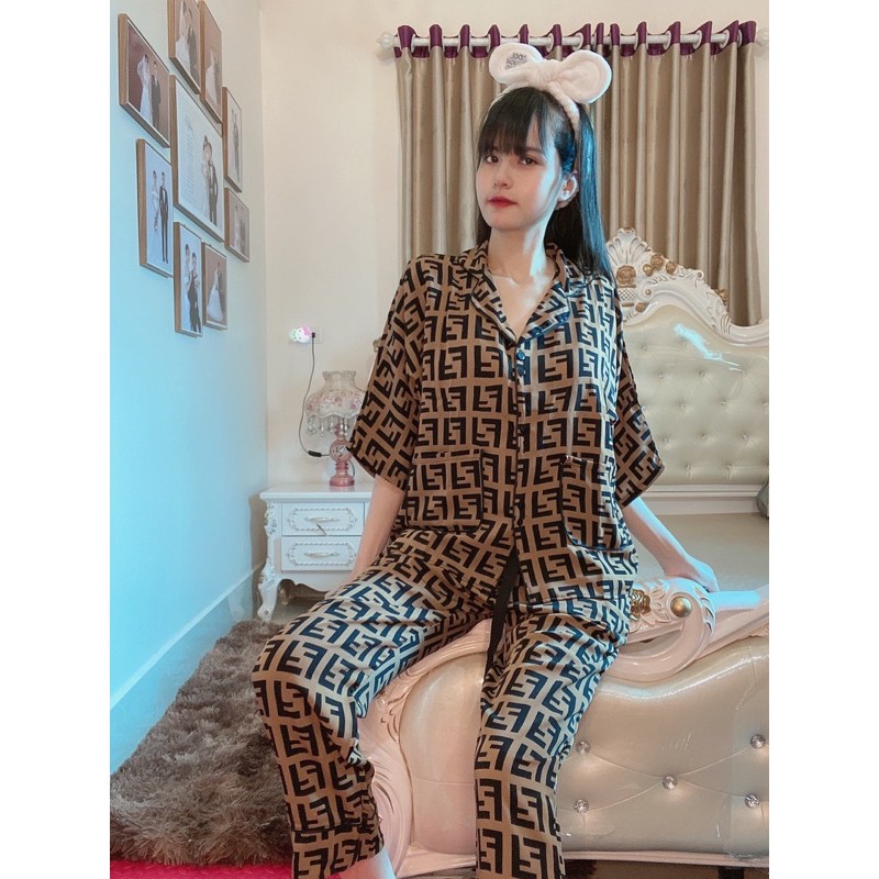 pijama lụa , bộ fendi cánh dơi