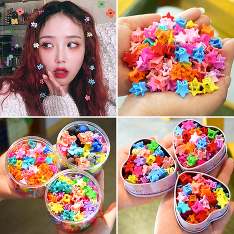 Set 20 Kẹp Tóc Nhỏ Bằng Nhựa Nhiều Màu Sắc Dễ Thương Cho Bé Gái