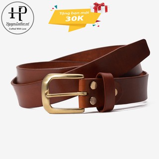 Thắt Lưng Nam Da Bò Nguyên Miếng Cao Cấp Nhuộm Handmade Khóa Đồng Đúc Nguyên Khối Nguyen Leather+ Đục Lỗ Cài