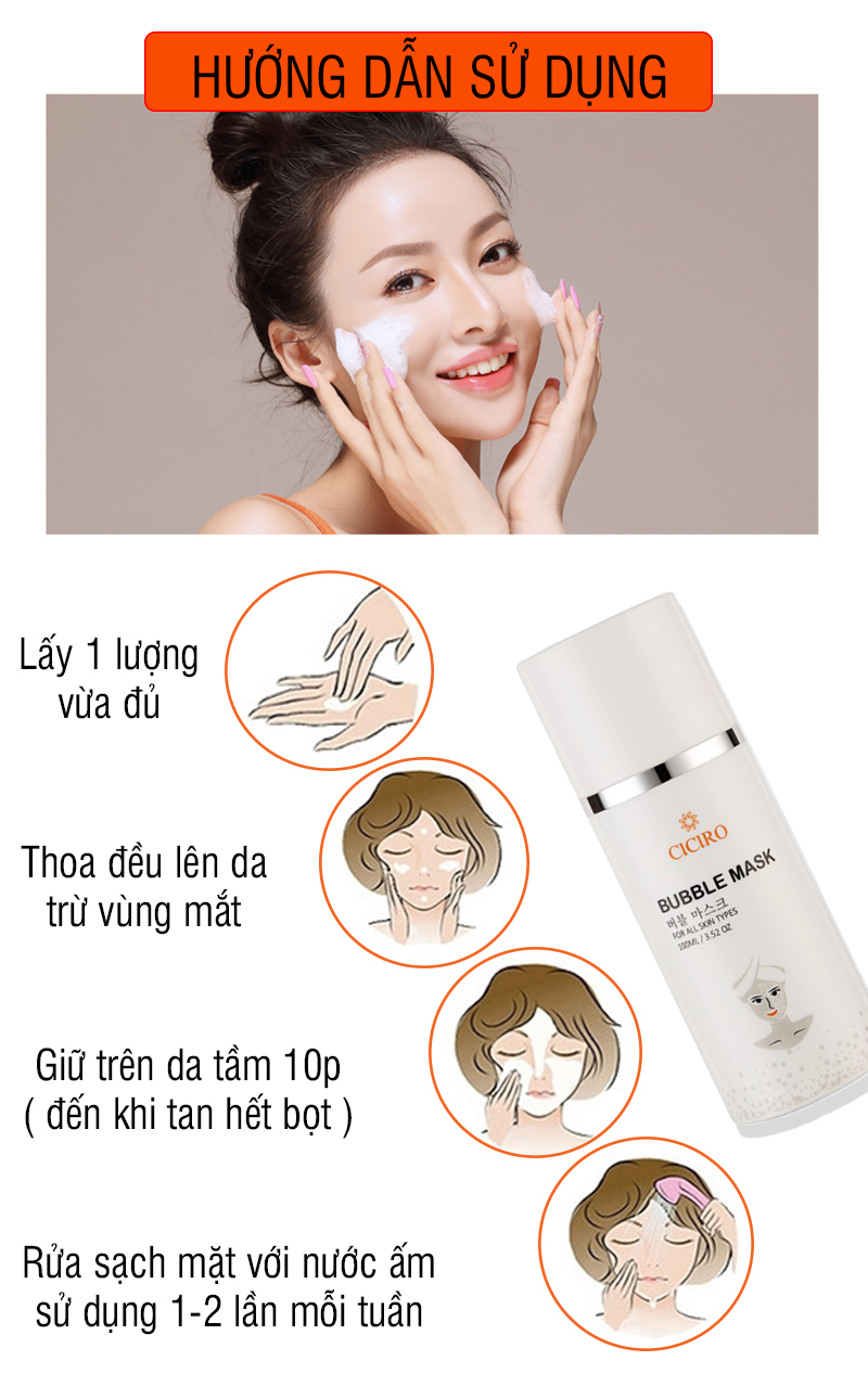 Mặt nạ sủi bọt Ciciro bubble mask, hàn quốc, bột than tre giúp làm sạch sâu cho da, cung cấp dưỡng chất và dưỡng ẩm da