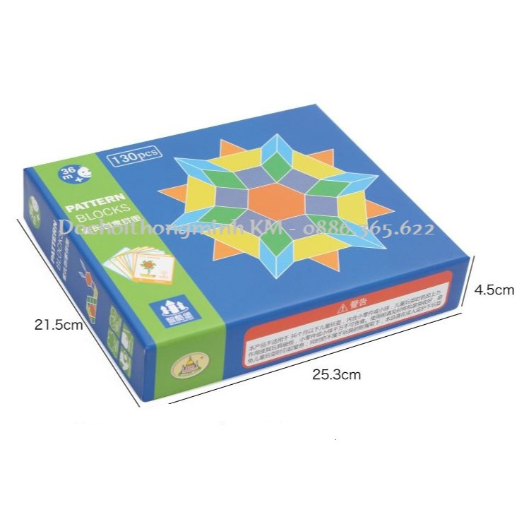 Ghép hình tư duy theo thẻ Pattern block 130 chi tiết