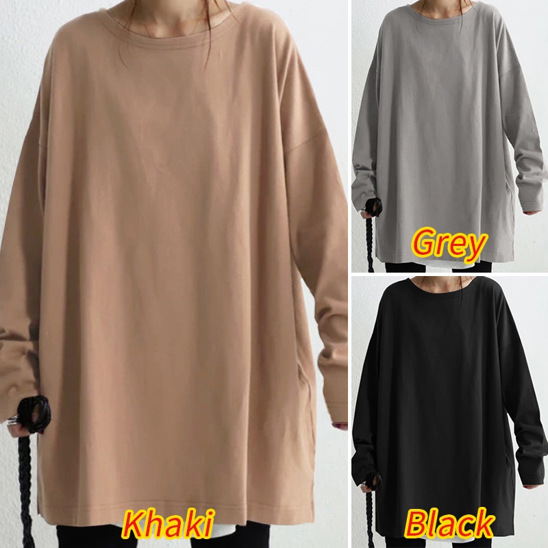 Áo sweatshirt ZANZEA dáng rộng cổ tròn tay dài màu trơn dễ phối đồ phong cách thường nhật cho nữ
