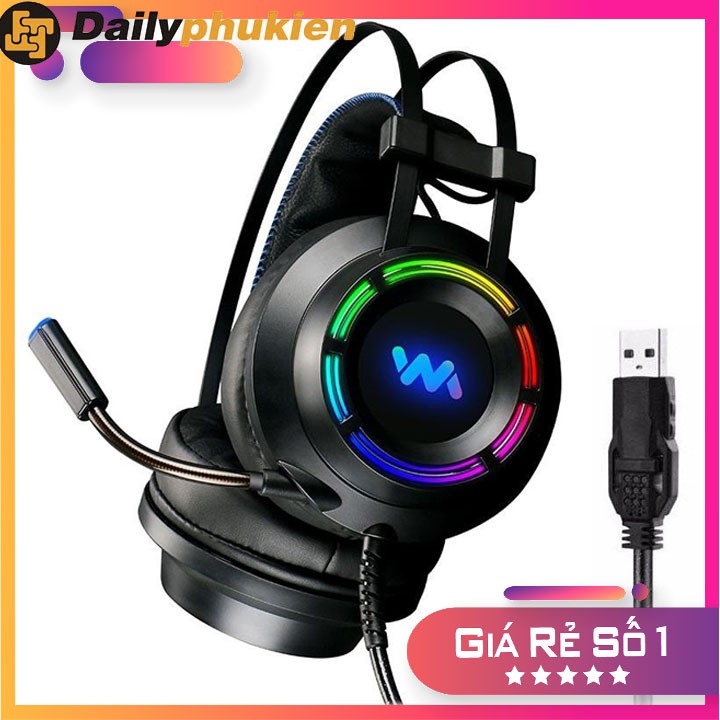 Tai nghe Wangming 9800 led RGB , Tai nghe có mic học online dailyphukien