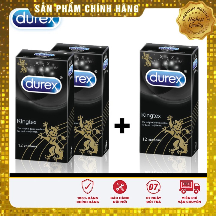 [GIÁ SỈ] Bộ 2 hộp Bao cao su Durex Kingtex 12s + Tặng 1 hộp cùng loại