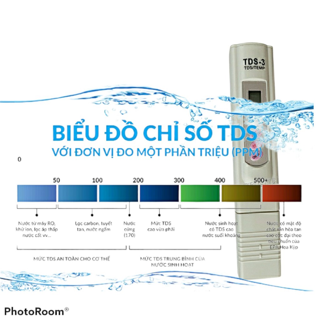 Bút thử nước sạch TDS -3 bút đo độ cứng ( kim loại)  của nước kiểm tra độ cứng TDS 3