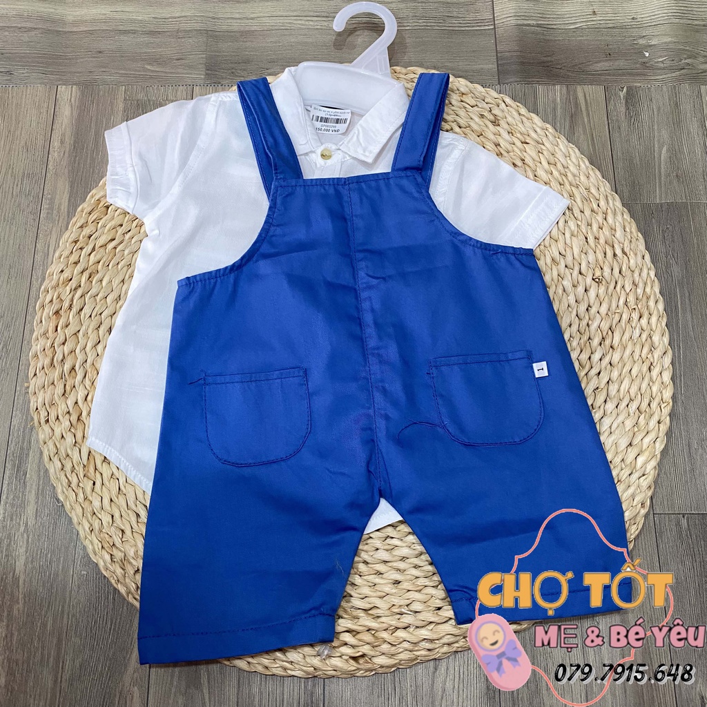 Set áo sơ mi + yếm kaki bé trai