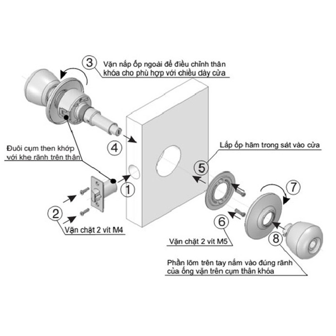 [GIÁ HỦY DIỆT] + (3204) + Khóa Cửa Cao Cấp Tay Nắm Tròn Furen 5882ABR