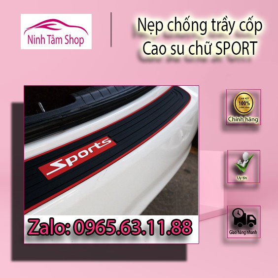 Nẹp chống trầy cốp cao su chữ SPORT dùng chung cho mọi loại xe -1 tấm. Cuộn Dán Cao Su Bảo Vệ Chống Trầy Cốp Ô Tô SPORTS