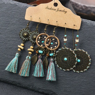 Set 3 Đôi Bông Tai Boho Tông Xanh