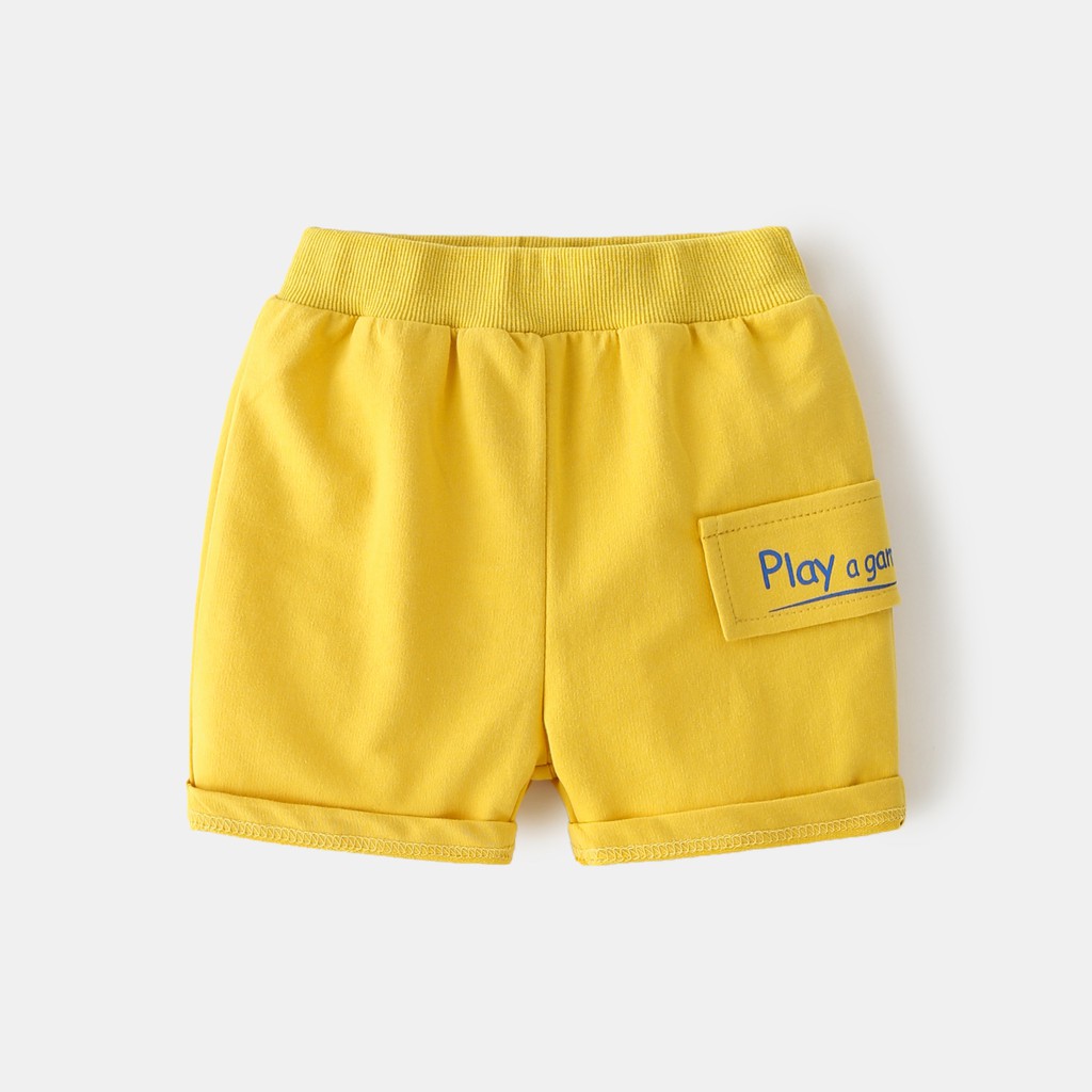 Quần thun trơn bé trai WELLKIDS quần short cho bé hoạ tiết túi hộp hàng xuất Âu Mỹ